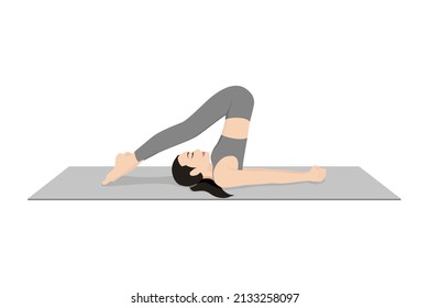 Plough Pose. Beautiful girl practice  Halasana. Young attractive woman practicing yoga exercise. working out, black wearing sportswear, grey pants and top, indoor full length, calmness and relax.