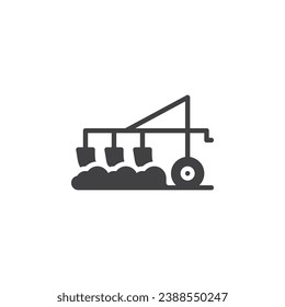 Ploughing machine vector icon. filled flat sign for mobile concept and web design. Field ploughing glyph icon. Symbol, logo illustration. Vector graphics