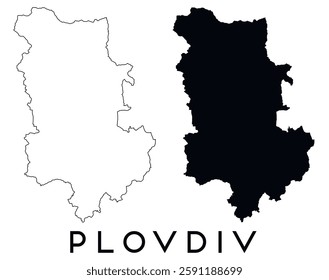 Plovdiv city map with black border outline vector