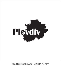Plovdiv City map and black lettering design on white background