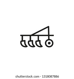 Plow line icon. Heavy machine, tractor, wheel. Agricultural machinery concept. Can be used for topics like farming, agronomy, soil cultivation