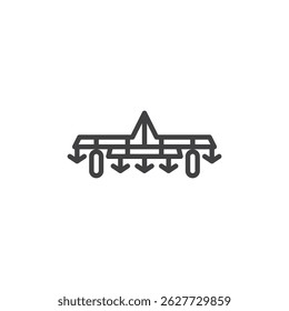 Plow line icon. linear style sign for mobile concept and web design. Tractor plowing soil outline vector icon. Symbol, logo illustration. Vector graphics