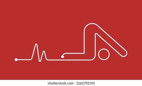 Plantar hacer ejercicio de yoga cardiograma símbolo de signo de icono fondo