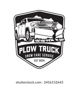 Plow truck badge design logo, good for plow snow truck business company logo	