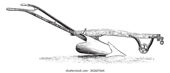 Plow turner Howard in September, vintage engraved illustration. Industrial encyclopedia E.-O. Lami - 1875. 