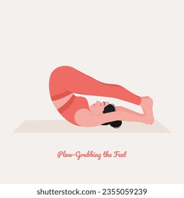 Plow-Grabbing the Feet pose. Young woman practicing Yoga pose. Woman workout fitness, aerobic and exercise