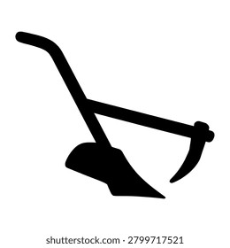 Plowing Furrow with Plow Silhouette representing plowing furrow with plow, suitable for clean vector graphics, signage, presentations, web design, and commercial projects