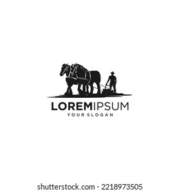 plowing with horse silhouette logo