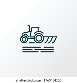 Plowing icon line symbol. Premium quality isolated cultivator element in trendy style.