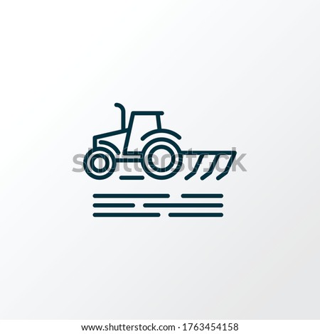 Plowing icon line symbol. Premium quality isolated cultivator element in trendy style.