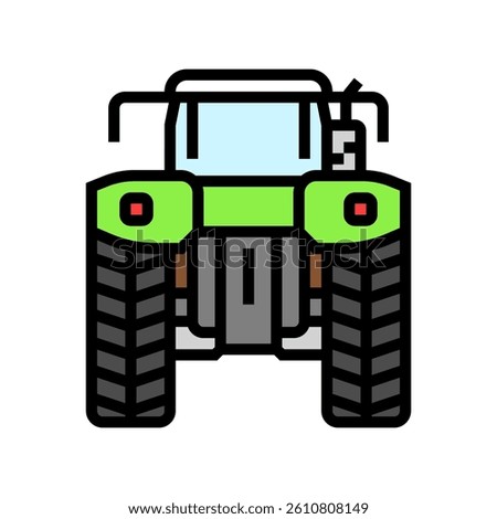 plowing tractor back color icon vector. plowing tractor back sign. isolated symbol illustration