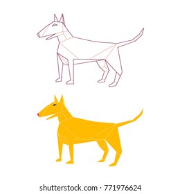 Ploygonal dogs. Side view of bull terrier. Concept vector illustration.