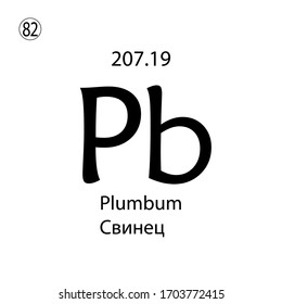 Plubum chemical element. The inscription in Russian and English is Plubum. vector illustrator