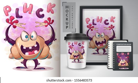 Pluck croissant poster and merchandising. Vector eps 10