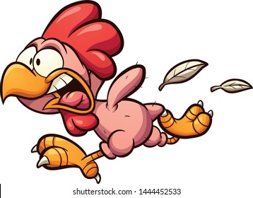 Plucked cartoon chicken running scared clipart. Vector illustration with simple gradients. All in a single layer. 
