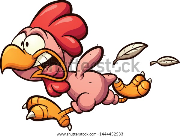 Plucked Cartoon Chicken Running Scared Clipart Stock Vector (Royalty ...