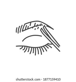 Plucking eyebrows color line icon. Pictogram for web page, mobile app, promo.