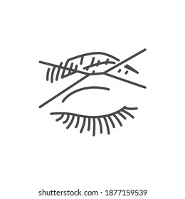 Plucking eyebrows with a thread color line icon. Pictogram for web page, mobile app, promo.