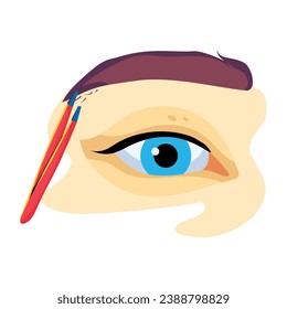 Plucking eyebrows with tweezer, flat icon 