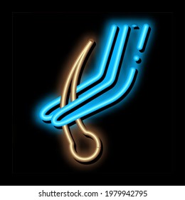 Plucking Hair neon light sign vector. Glowing bright icon Plucking Hair sign. transparent symbol illustration