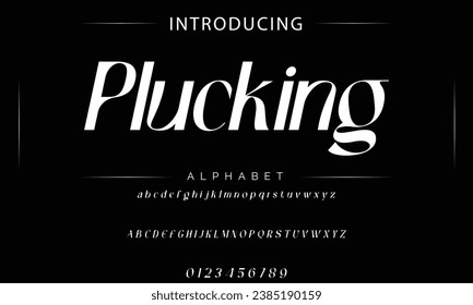 Plucking Vintage decorative font. Lettering design in retro style with label. Perfect for alcohol labels, logos, shops and many other.