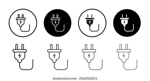 Plug adapter icon Flat art in black and white isolated