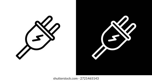 Concepto de logotipo de icono de adaptador de enchufe en trazos