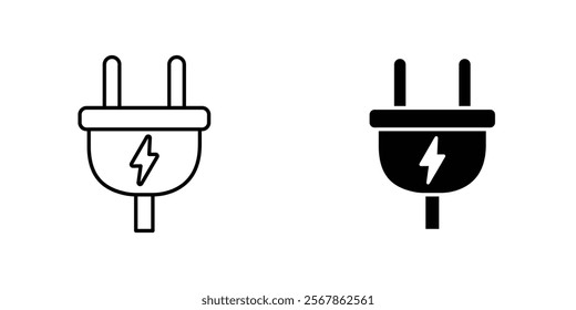 Plug adapter icons collection in Filled flat and thin line style.