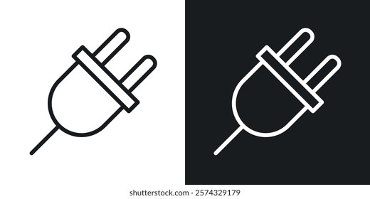 Plug adapter icons in thin black and white stroke liner style