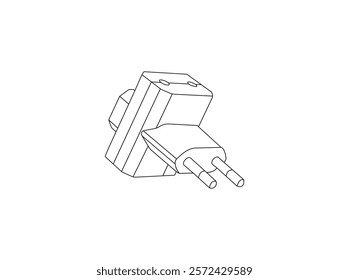 Plug adapter outline and solid icon vector collection. linear style sign for mobile concept and web design. Charging adapter outline vector icon. Outline vector on a white background.