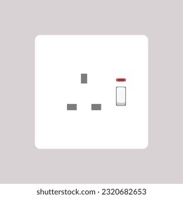 Plug in air conditioner wall outlet with switch and led indicator. Vector