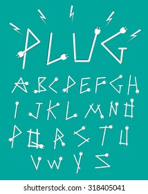 Plug Alphabets Font Style Design Template