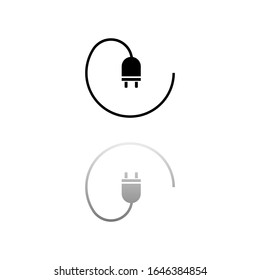 Plug. Black symbol on white background. Simple illustration. Flat Vector Icon. Mirror Reflection Shadow. Can be used in logo, web, mobile and UI UX project