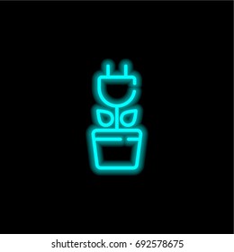 Plug blue glowing neon ui ux icon. Glowing sign logo vector