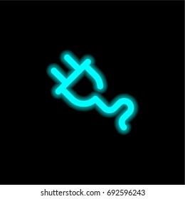 Plug blue glowing neon ui ux icon. Glowing sign logo vector