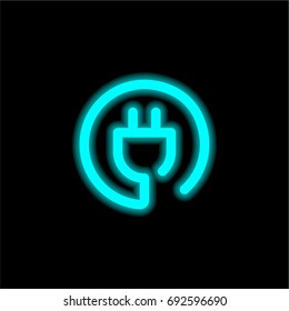 Plug blue glowing neon ui ux icon. Glowing sign logo vector
