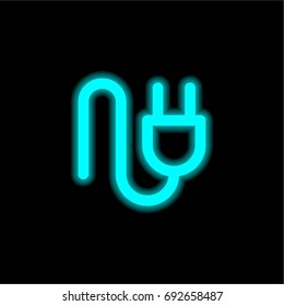 Plug blue glowing neon ui ux icon. Glowing sign logo vector