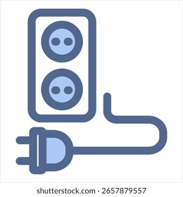 Ilustración vectorial de icono azul del enchufe