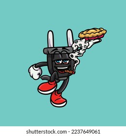 caricatura de personaje de cable enchufado mascota humeante y articulación de la flor de maleza nug cannabis marihuana