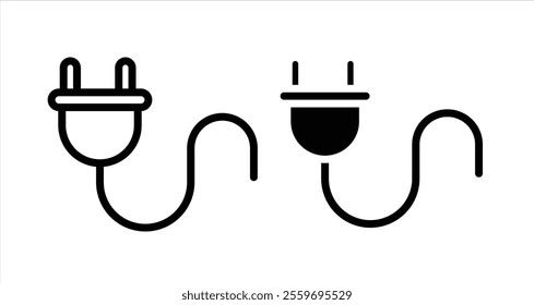 Plug with cable Icon collection in filled and stroke style.