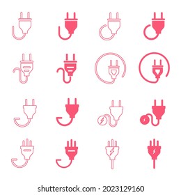 plug cable icon set.  plug cable pack symbol vector elements for infographic web