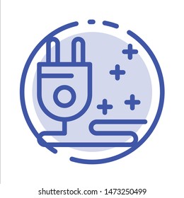 Plug, Cable, Marketing Blue Dotted Line Line Icon