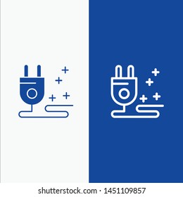 Plug, Cable, Marketing Line and Glyph Solid icon Blue banner Line and Glyph Solid icon Blue banner