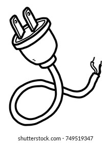 plug / cartoon vector and illustration, black and white, hand drawn, sketch style, isolated on white background.