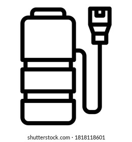 Icono de batería de carga de enchufe. Icono de vector de carga de enchufe de contorno para diseño web aislado en fondo blanco