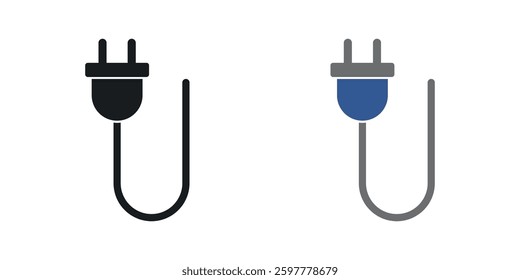 Plug colored icon set. Stock Vector