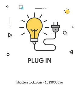 PLUG IN COLORED LINE ICON CONCEPT