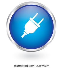 plug computer icon glossy button