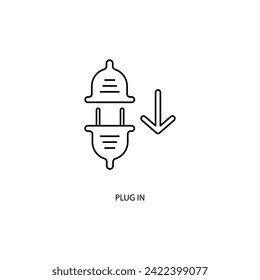 plug in concept line icon. Simple element illustration. plug in concept outline symbol design.