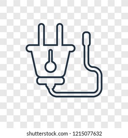 Plug concept vector linear icon isolated on transparent background, Plug concept transparency concept in outline style